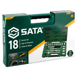 Jogo de Soquetes Estriados Com 18 Peças (ST09203SJ) - Sata