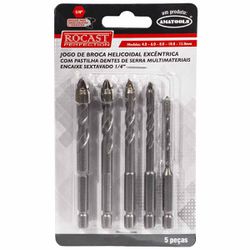 Jogo de Brocas Multimateriais 1/4'' Com 5 Peças (765,0002) - Rocast