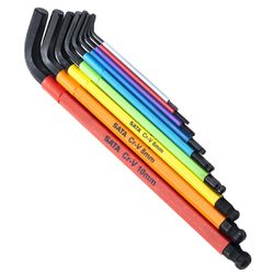 Jogo de Chaves Hexagonal Longa Abaulada Com 9 Peças 1,5mm à 10mm (ST09101CHBSJ) - Sata