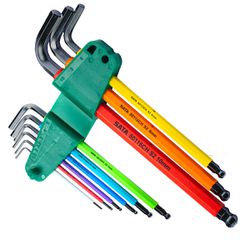 Jogo de Chaves Hexagonal Longa Abaulada Com 9 Peças 1,5mm à 10mm (ST09101CHBSJ) - Sata