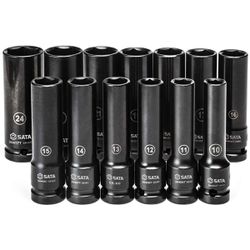 Jogo de Soquete de Impacto Parede Fina Com 13 Peças (ST34398T) - Sata