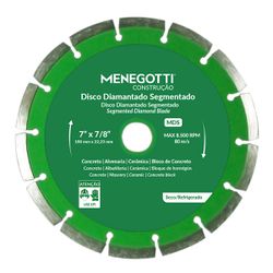 Disco Diamantado Segmentado 180mm MDS (63030102) - Menegotti