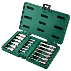 Jogo de Soquetes Bits 1/2'' e 1/4'' Com 18 Peças (ST09051SJ) - Sata