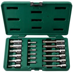 Jogo de Soquetes Bits 1/2'' e 1/4'' Com 18 Peças (ST09051SJ) - Sata