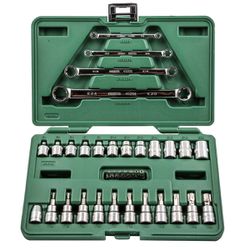 Jogo de Soquetes e Chaves E-torx 1/4'' e 3/8'' Com 35 Peças (ST09010SJ) - Sata