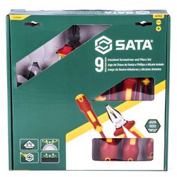 Jogo de Chaves Retas e Alicates Isolados Com 9 Peças (ST09262U) - Sata