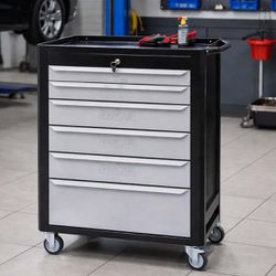 Carrinho Para Ferramentas Fechado Com 6 Gavetas Preto (C08) - Fercar