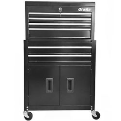 Carrinho Gabinete Fechado Para Ferramentas Com 6 Gavetas Preto e Cinza (O326424) - Onsite