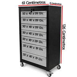 Armário Gaveteiro Com Rodas e 08 Gavetas Preto (1066) - Fercar