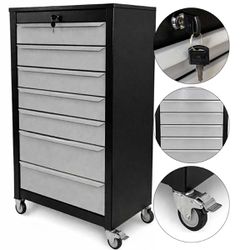 Armário Gaveteiro Com Rodas e 08 Gavetas Preto (1066) - Fercar