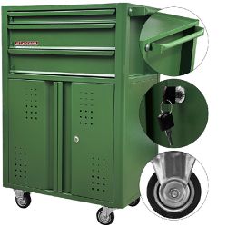 Carrinho Para Ferramentas Fechado Com 3 Gavetas Verde (NC-14) - Nocram