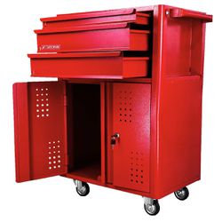 Carrinho Para Ferramentas Fechado Com 3 Gavetas Vermelho (NC-14) - Nocram