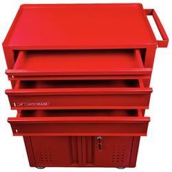 Carrinho Para Ferramentas Fechado Com 3 Gavetas Vermelho (NC-14) - Nocram