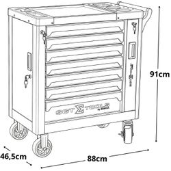Carrinho Para Ferramentas Com 7 Gavetas e 125 Peças Preto (1205100623) - Sigma