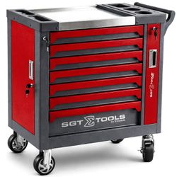 Carrinho Para Ferramentas Com 7 Gavetas e 125 Peças Vermelho (1205100621) - Sigma