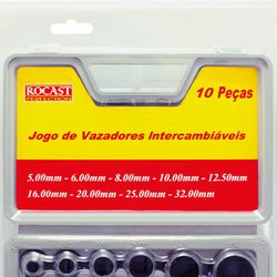 Jogo de Vazadores Intercambiáveis 10 peças 5,0 a 32,0mm 59,0017 ROCAST