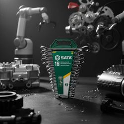 Jogo de Chave Combinada Com Catraca 16 Peças 8mm à 24mm (ST08034L) - Sata