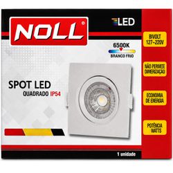 Spot Led Direcionável Quadrado 9W - 6.500K (520,0068) - Noll LED