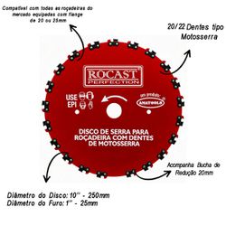 Disco de Serra Para Roçadeira 230mm x 22D (305,0011) - Rocast