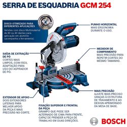 Serra Meia Esquadria GCM 254 + Disco Para Madeira - Bosch