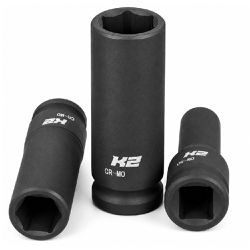 Soquete de Impacto Sextavado Longo 1/2'' em Milímetros - K2