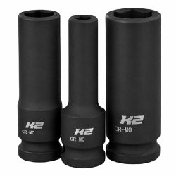Soquete de Impacto Sextavado Longo 1/2'' em Milímetros - K2