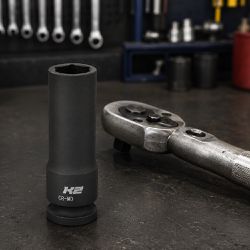 Soquete de Impacto Sextavado Longo 1/2'' em Milímetros - K2