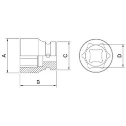 Soquete de Impacto Sextavado 1/2'' x 9mm (44880/109) - Tramontina Pro