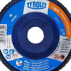 Combo Disco de Lixa Flap Plano 115mm Grana 80 - Basic 28N - 34318570 - TYROLIT