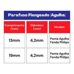 Kit Parafuso Flangeado 4,2 X 19mm - Agulha/phillips (33,0002) - Nord
