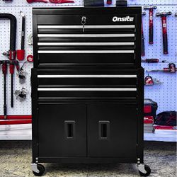 Carrinho Gabinete Fechado Para Ferramentas Com 6 Gavetas Preto e Cinza (O326424) - Onsite