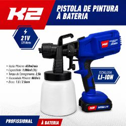 Pistola de Pintura Com 2 Baterias e Carregador 21V (JFCSG03) - K2