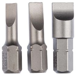 Jogo de Pontas para parafusar Bosch Fenda 25mm, 3 peças S0,6x4,5, S0,8x5,5, S1,2x8,0 Extra Hard