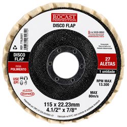 Kit Disco Flap Para Polimento 115 x 22,23mm Com 5 Unidades - Rocast