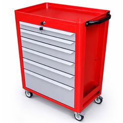 Carrinho Para Ferramentas Vermelho Com 6 Gavetas + Jogo de Ferramentas 6 Peças - Fercar