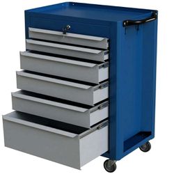 Carrinho Para Ferramentas Azul Com 6 Gavetas + Jogo de Ferramentas 16 Peças - Fercar