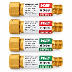 Kit Com 4 Válvulas Corta Fogo Para Maçarico e Regulador de Pressão 9/16'' - K2