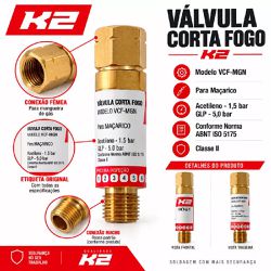 Kit Com 2 Válvulas Corta Fogo Para Maçarico 9/16'' - K2