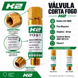 Kit Com 2 Válvulas Corta Fogo Para Maçarico 9/16'' - K2