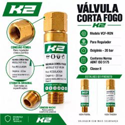 Kit Com 2 Válvulas Corta Fogo Para Regulador 9/16'' - K2