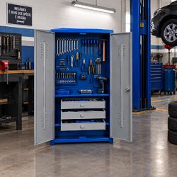 Armário Para Ferramentas Fechado Com 3 Gavetas Azul (54) - Fercar