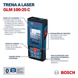 Trena Laser GLM 100-25 C Alcance 100m com Bluetooth - Bosch