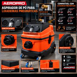 Aspirador de Pó Para Lixadeiras Pneumáticas 1600W / 220V (A302) - Aeropro