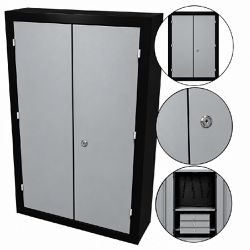 Armário Para Ferramentas Fechado Com 3 Gavetas Preto e Cinza (1115) - Fercar