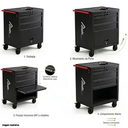 Carrinho Para Ferramentas Com 3 Gavetas Preto (O326454D) - Onsite