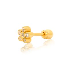 Piercing Em Ouro 18k De Flor Com Zircônias - P227 - RIZZI JOIAS