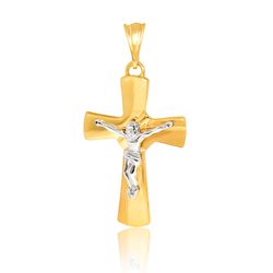 Crucifixo Em Ouro 18k Com Cristo Detalhe Em Ródio ... - RIZZI JOIAS