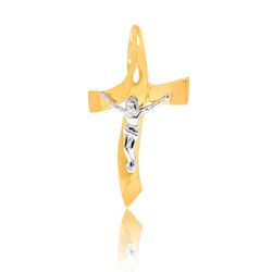 Crucifixo Em Ouro 18k Com Cristo Detalhe Em Ródio ... - RIZZI JOIAS