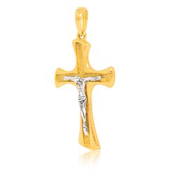 Crucifixo Em Ouro 18k Com Cristo Detalhe Em Ródio ... - RIZZI JOIAS