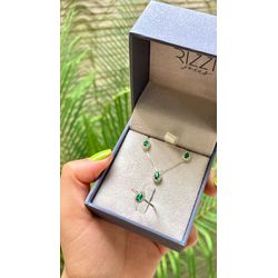 Conjunto Lillium Gota Em Prata Cravejado Com Zircô... - RIZZI JOIAS